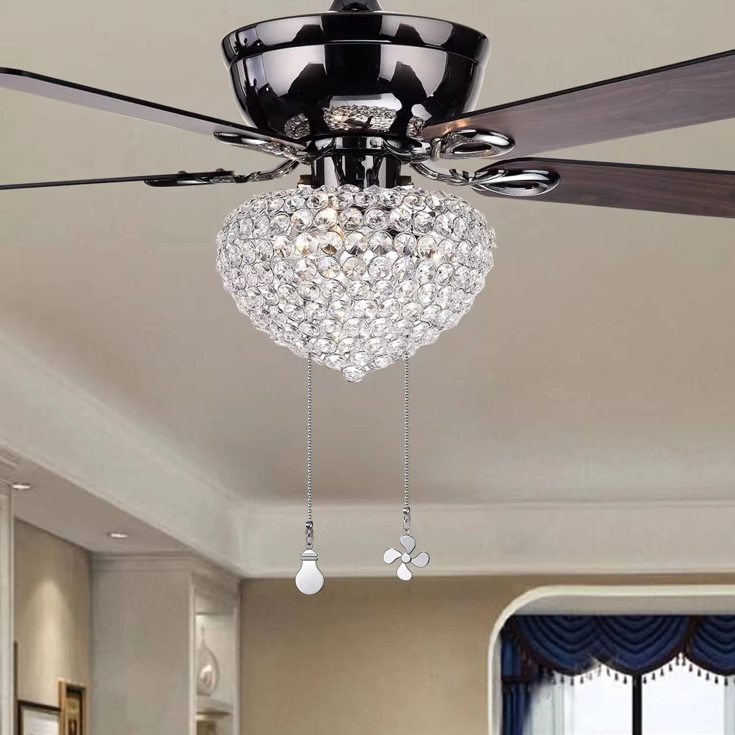 Ceiling Fan Pull Chains - 2 Pack Silver Metal -5