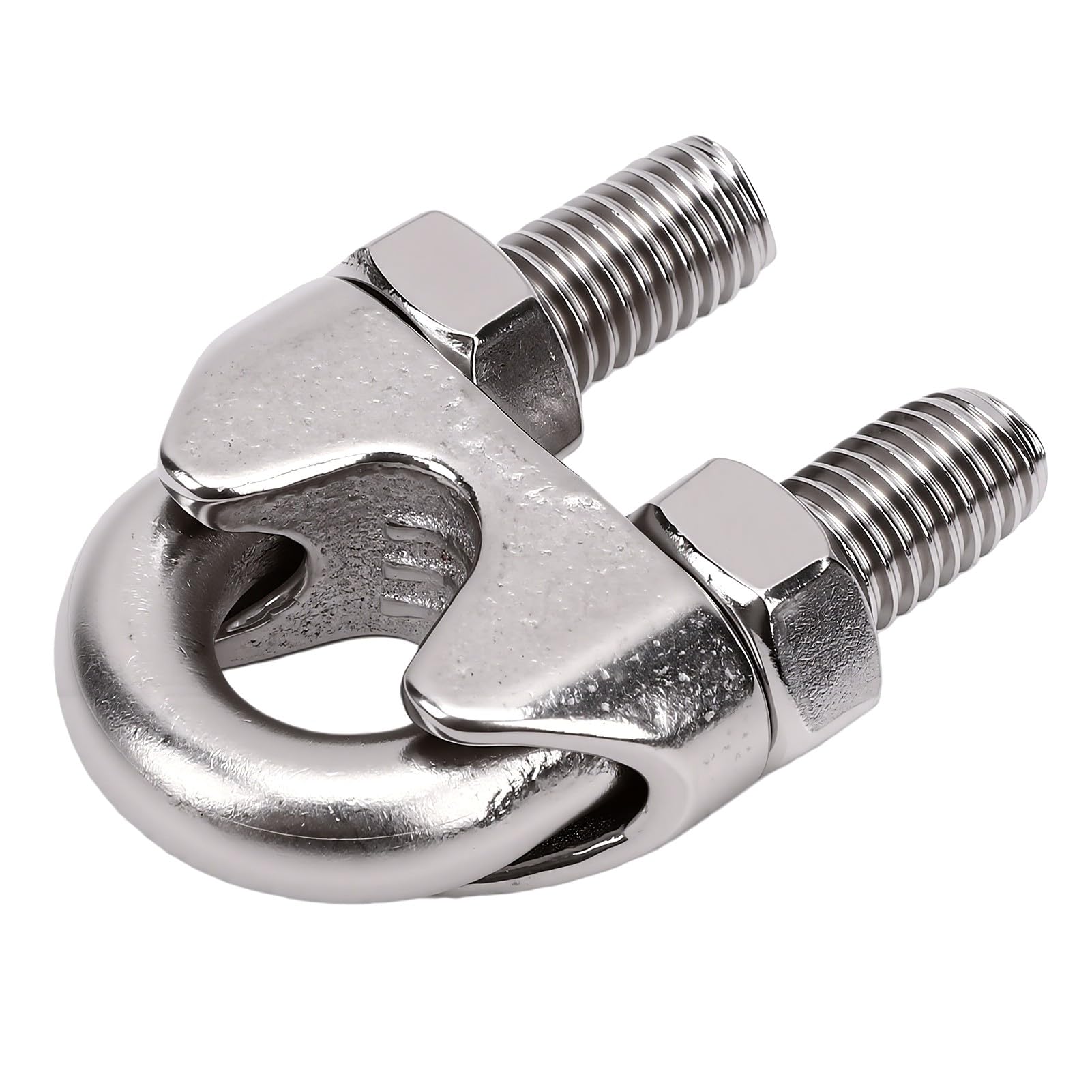 Fafeicy Morsetto per Fune, 20 Pezzi, in Acciaio Inox 304, con Bullone a U, per Cavo da 12 Mm, Altezza Testa 17,8 Mm, Dadi Filettati per Cartello Ringhiera, Ancoraggi per Recinzione,