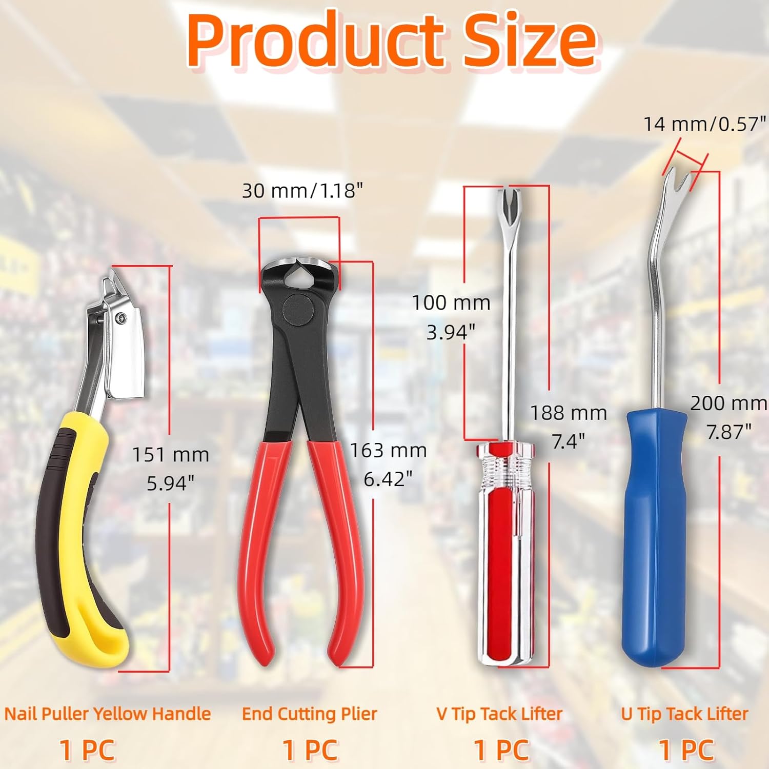 4 Pcs Staple and Nail Puller Tool Kit Set - Professional Upholstery Staple Remover, Tack Lifter, Nail Puller Pliers & Fastener Remover for Wood, Furniture, Flooring, Walls, Cars & Photo Frames
