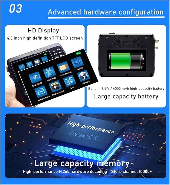 TV Signal Strength Meter, V10 Finder ProSatellite Signal Finder Meter Satellite Meter Satfinde Digital Satellite Finder 4.3 Inch LCD Satellite Finder,Camping Essentials