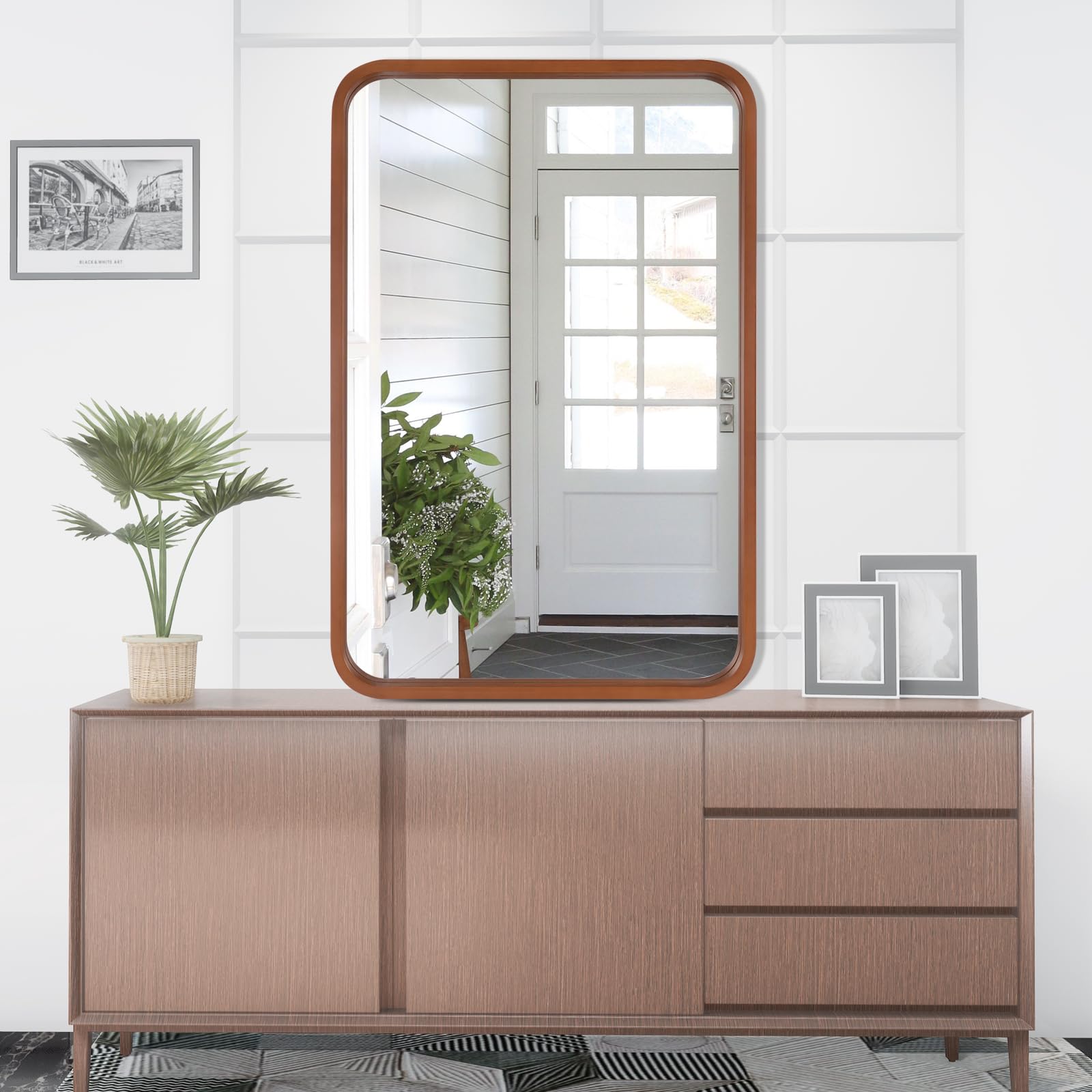 Amazon.com: WallBeyond 24x36 Inch Wood Mirror for Bathroom, Wooden