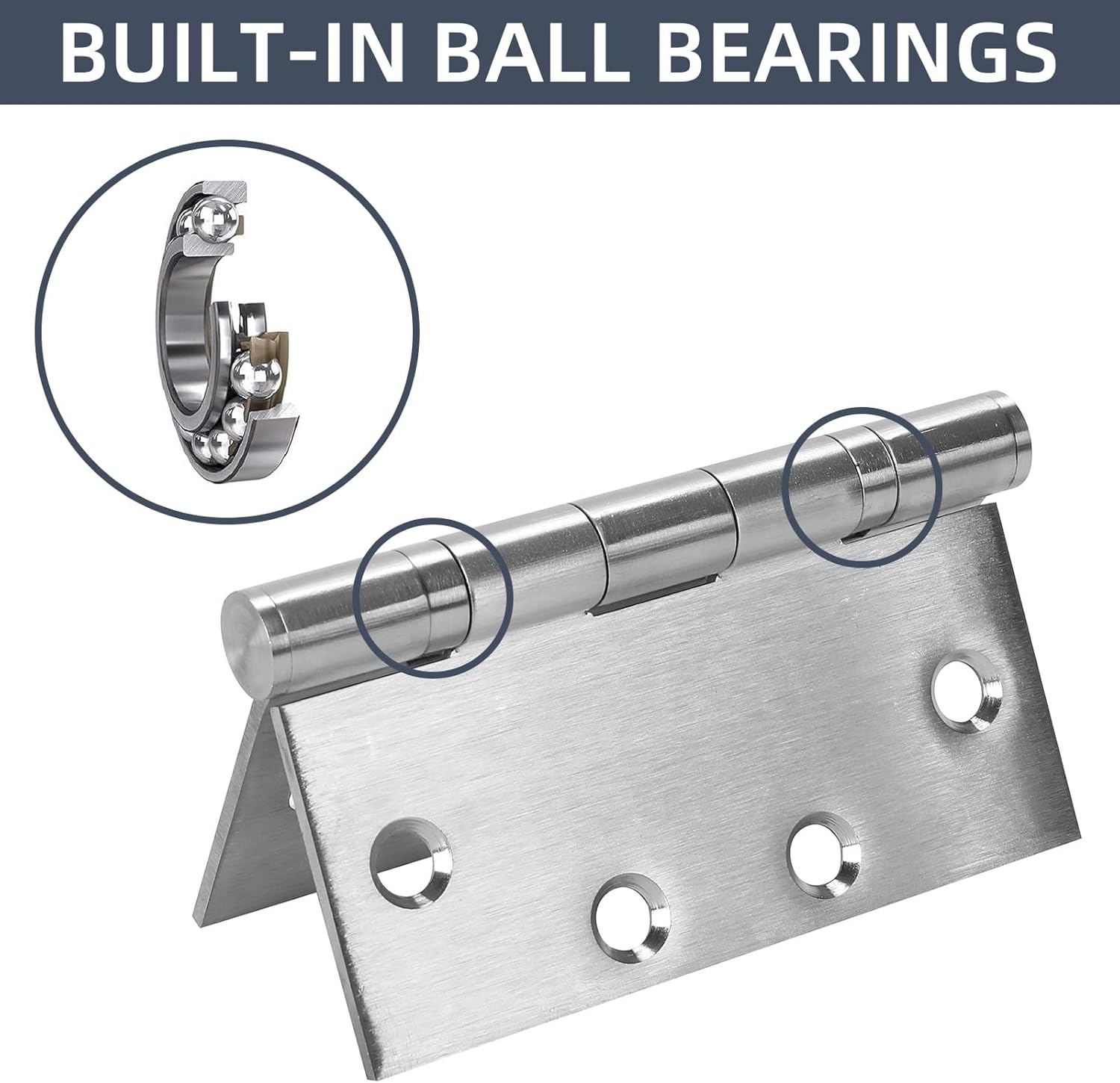 18 Pack Silver Door Hinges for Interior and Exterior Doors, 4.5 Inch Heavy Duty Stainless Steel Hinges Ball Bearing Door Hinges with Square Corners, Brushed Nickel