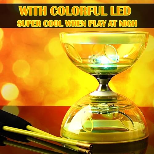 Miniatura 9 de Simgoing El juego de diábolo chino Yoyo incluye juguete de diábolo LED colorido de 5 pulgadas con 2 varillas de diábolo, 1 cuerda de diábolo y 1