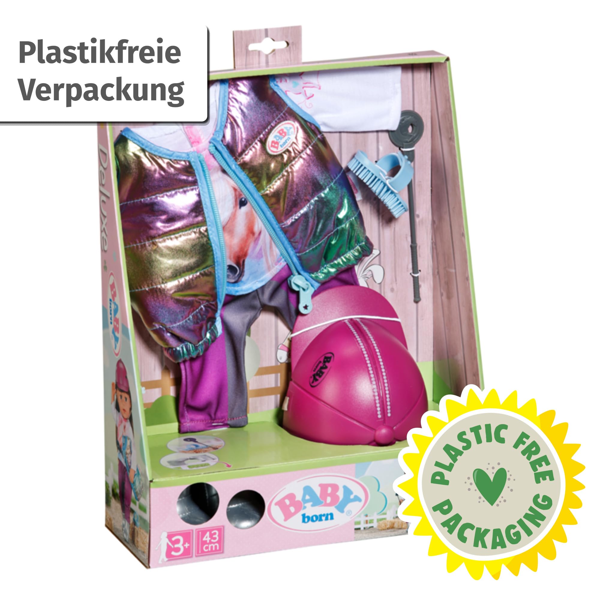 BABY born Deluxe Reiter-Outfit mit Hose, Stiefeln und Helm für 43 cm Puppen, 836194 Zapf Creation