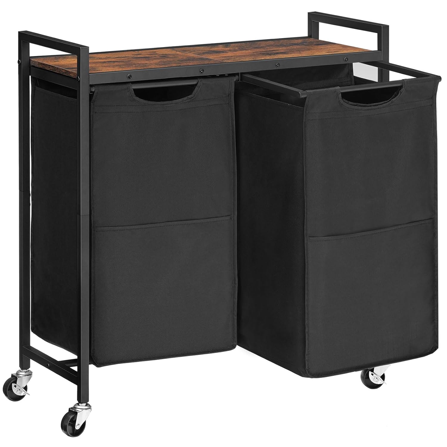 HOOBRO Laundry Hamper Laundry Sorter 2 Section 2 13 Gal 49 5L Laundry Basket with Wheels Rolling Cart