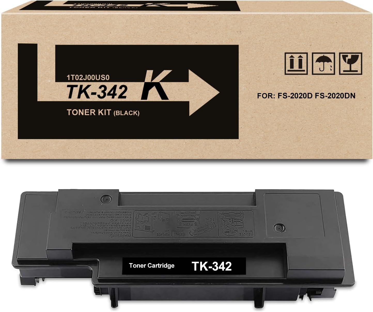 TK342 Black Toner Cartridge Compatible for TK342 TK-342 1T02J00US0 for FS-2020D FS-2020DN Printers, 1 Pack