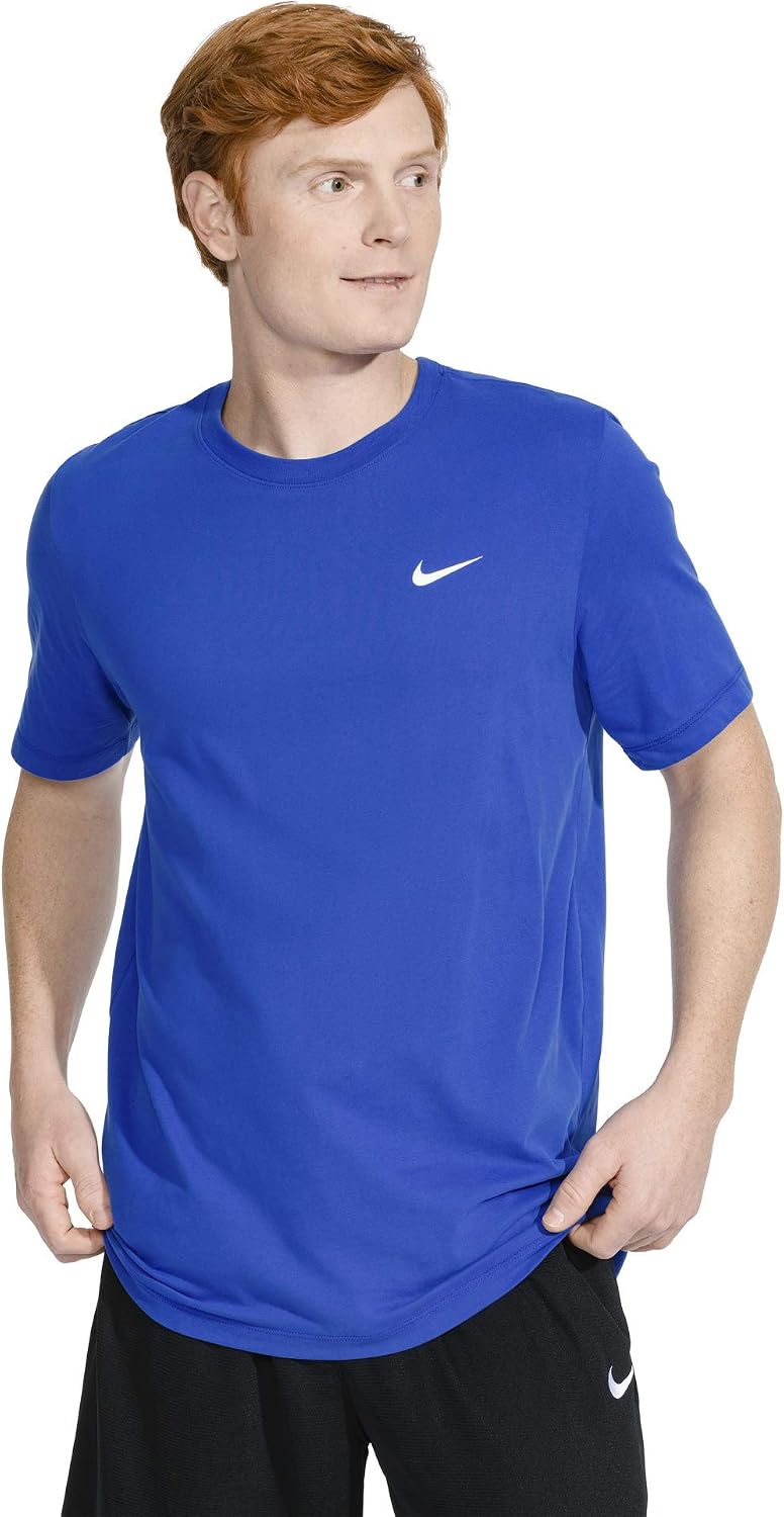 Nike Men's Dry Tee Drifit Cotton Crew Solid, Game Royal/White, Large