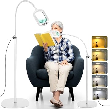 Veemagni 12X Rectangular Magnifying Glass with Light and Stand, 24