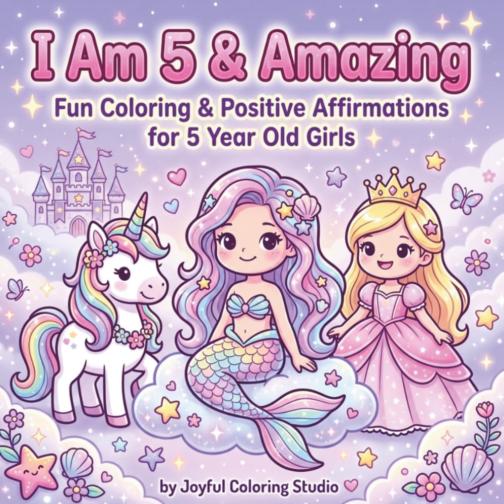 I Am 5 & Amazing: Magical Coloring Book for 5 Year Old Girls with Positive Affirmations, Unicorns, Princesses, Mermaids and Fairies: Perfect Birthday, ... Girls (Happy Birthday Coloring Book Series)