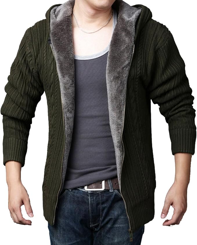 fleece lined cable knit cardigan
