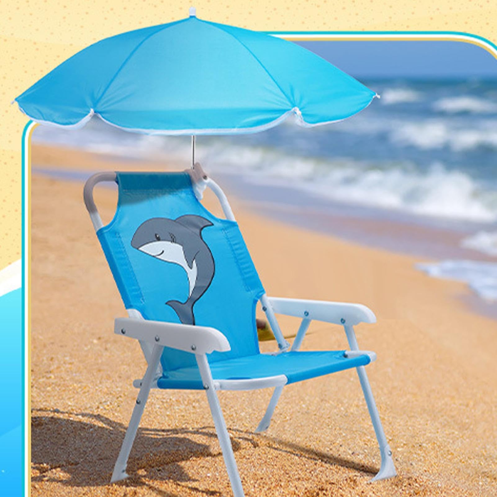Silla Para Acampar Para Niños - Silla De Playa Para Niños Con Paraguas | Asiento De Are-na Resistente Al Viento Plegable Con Sombrilla Portátiles Para Campamento De Jardín Al Aire Libre (A-zul)
