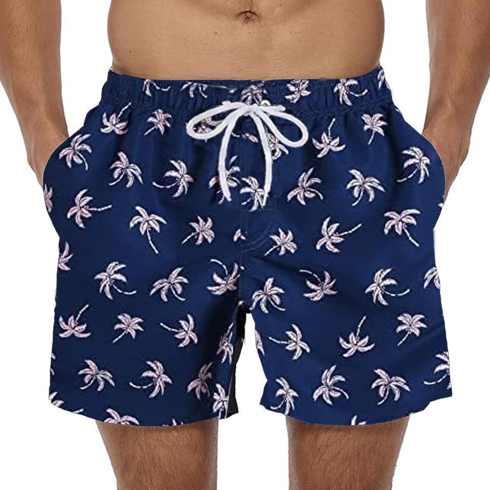 ALANXMen's Swim Trunks Quick Dry Bathing Surfing Board Drawstring Swimming Surfing Shorts with Pockets Beach Trunks Swimwear