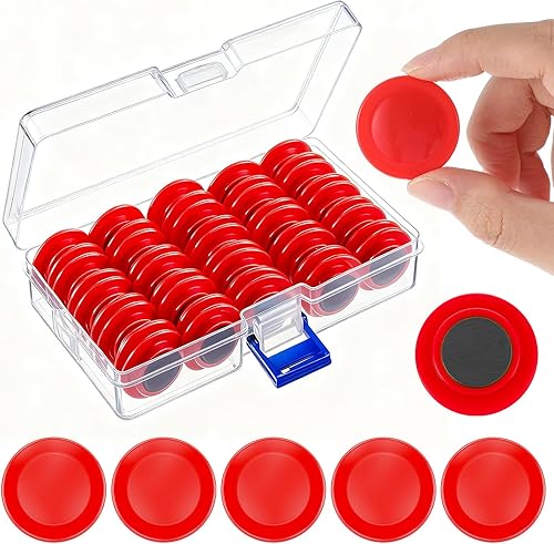 Miniatura 9 de Outus 45 imanes para pizarra blanca, mini imanes para refrigerador, pizarra seca, suministros para profesores para oficina en casa (color suave, 1.2