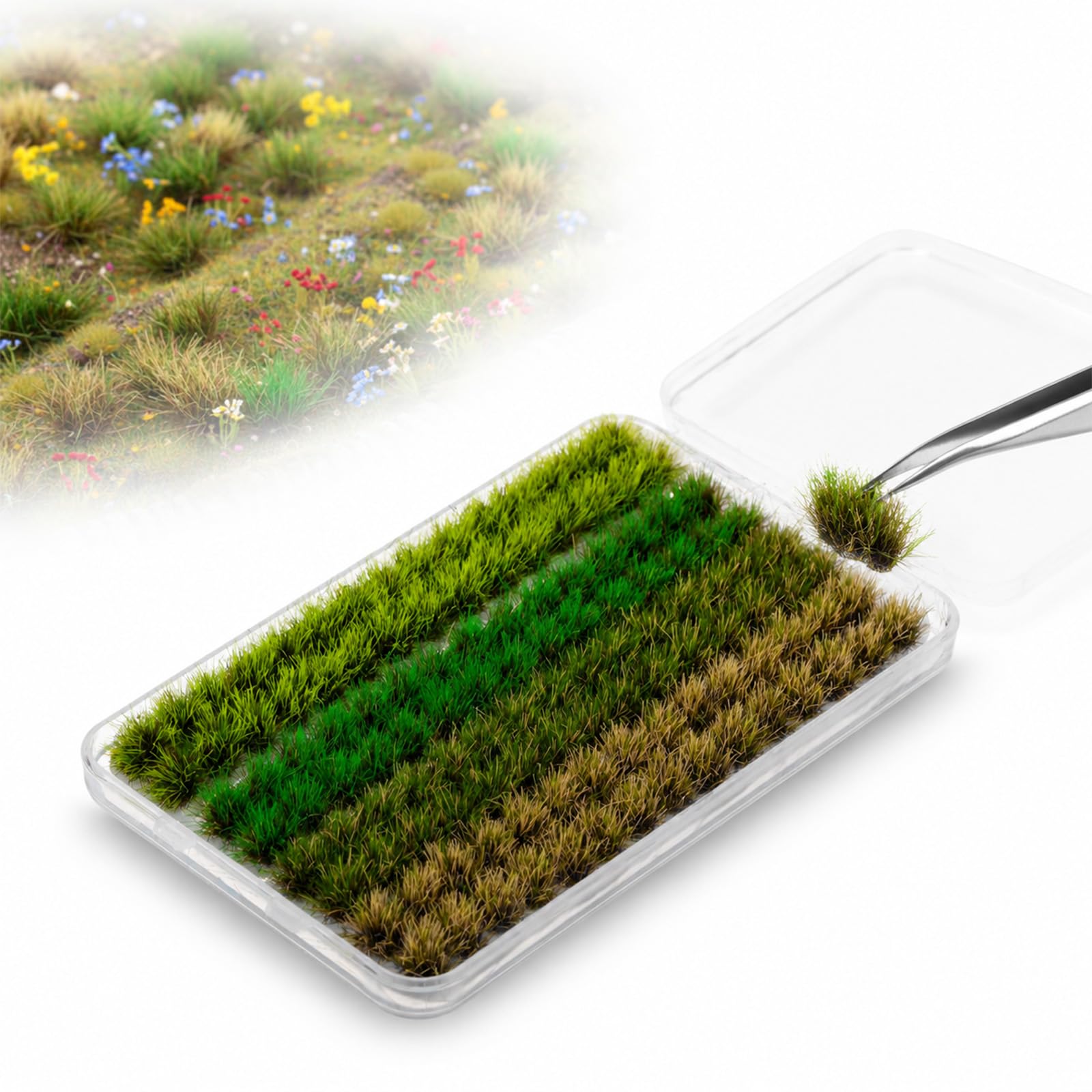 Static Grass Tufts, Mixed Colour Model Scenery Diorama Landscaping Supplies
