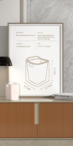 Miniatura 5 de Open Top Tiny, Desk Mini Trash Can, Trash Bin with 5 Rolls of Trash Bags, Waste Basket Desktop, Countertop, Makeup Tabletop Trash Can Little Cute