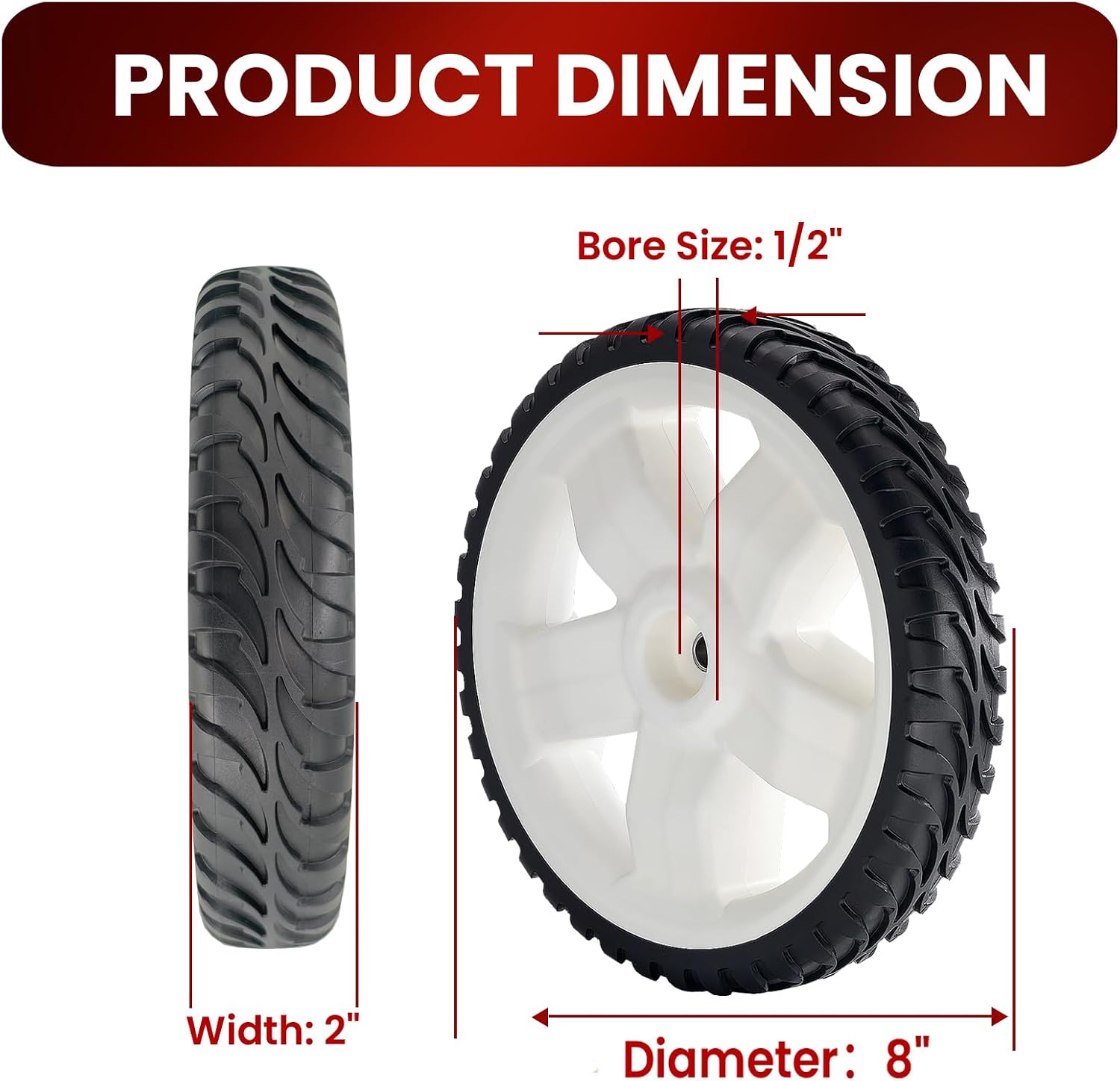 11 Inch Drive Wheels for Toro 137-4837, 115-2885, 119-0313 Lawn Mower Rear Wheel Tire Fits for Toro 20339 20378 20959 21329, 1 Pack