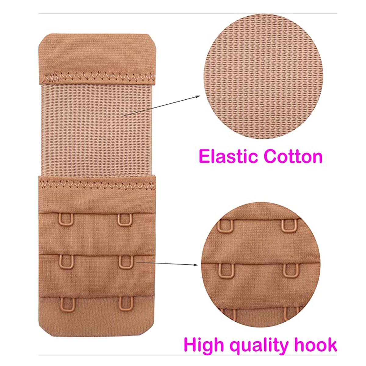 DClub Bra Extender Stretchy Soft and Comfortable Bra Strap Extender for Women in Pregnency or Weight gain. (SKIN, 4 PIECES (2X3 HOOK)) - Image 3 thumbnail