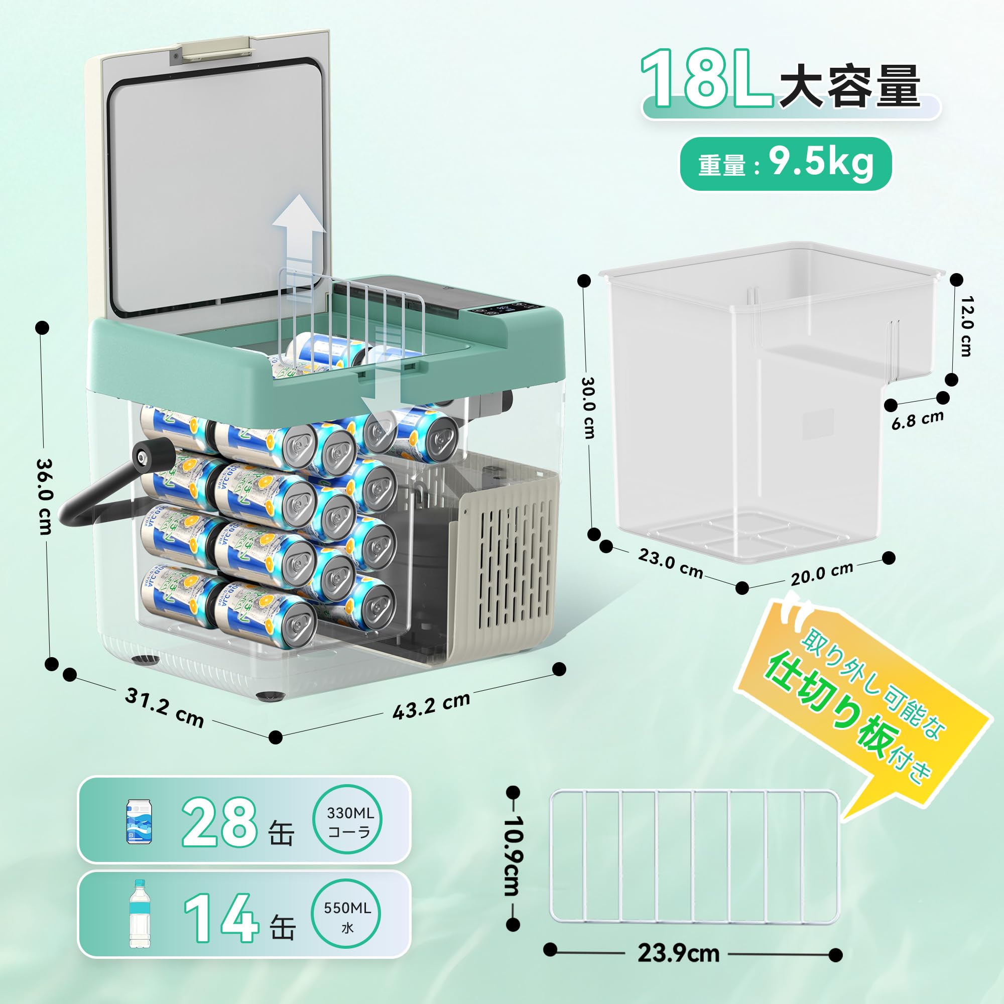 Amazon.co.jp: EUHOMY 車載冷蔵庫 18L ポータブル冷蔵庫