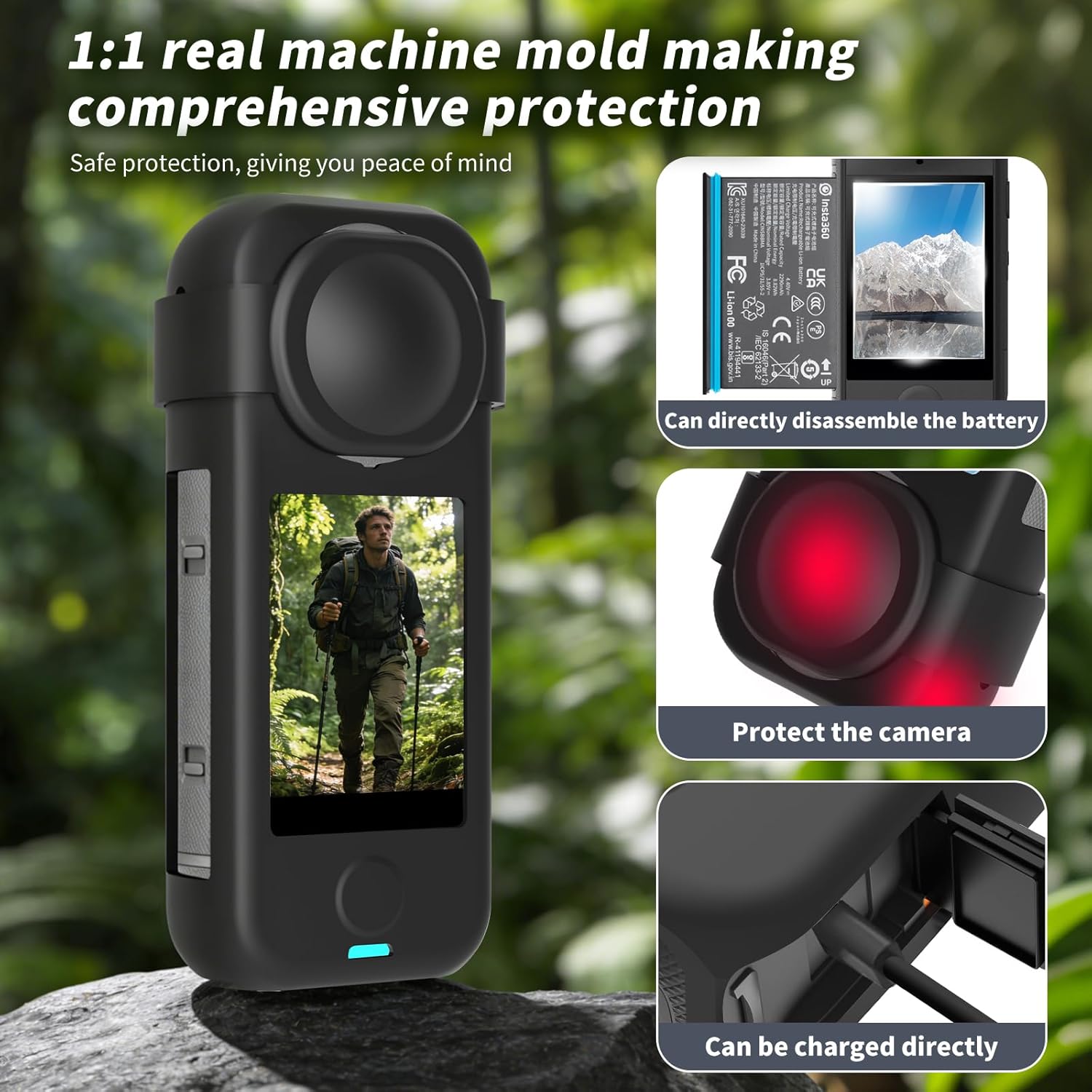 Camera Protective Kit for insta 360 X4 Air Accessories Include-Screen Protector/Lens Guard/Silicone Protective Cover/Camera case(with Buckle)