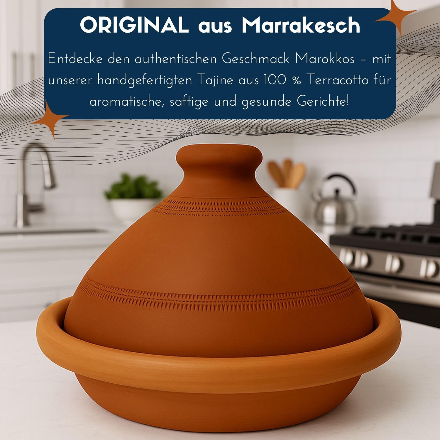Plat à tajine artisanal Ø 30 cm + livre de recettes (français non garanti)