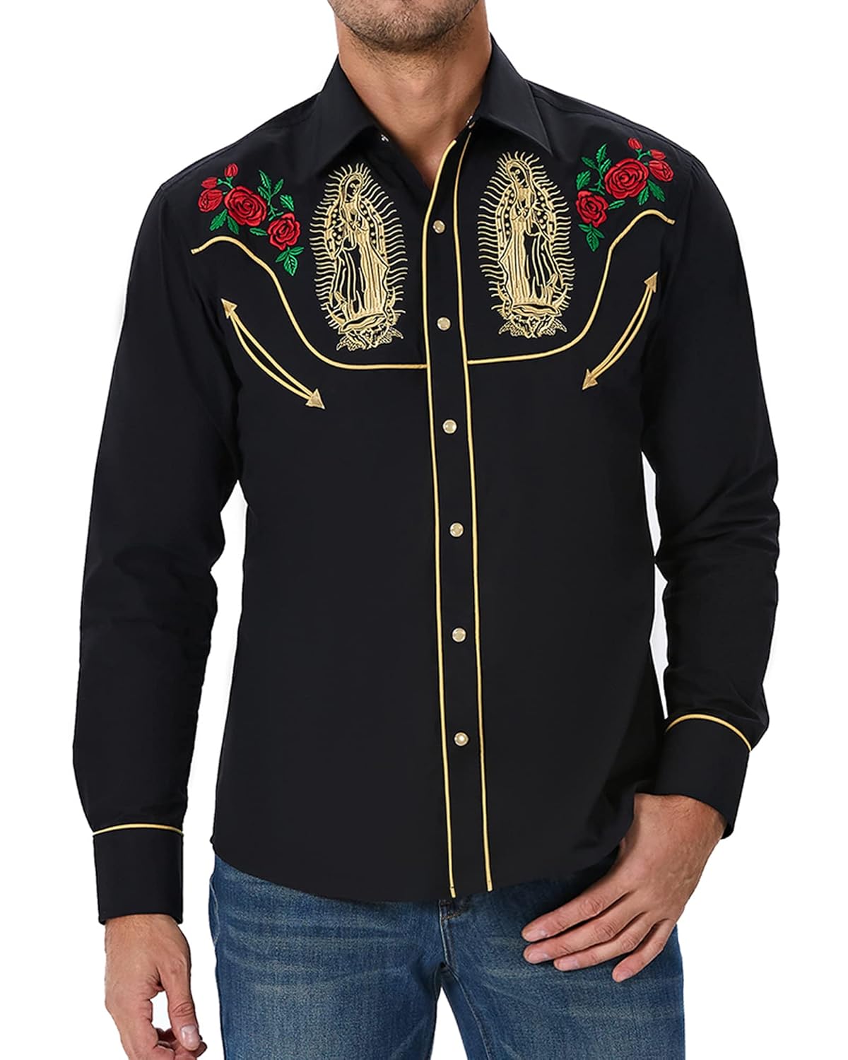 SALVAJE OESTE Men's Long Sleeve Retro Shirt