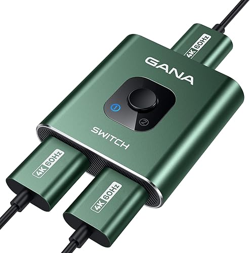 Miniatura 15 de GANA - Conmutador HDMI aluminio bidireccional, con capacidad de 4K a 60 hercios y salida divisora de 2 en 1, hub HDMI 3D apto para Xbox, PS5/4/3