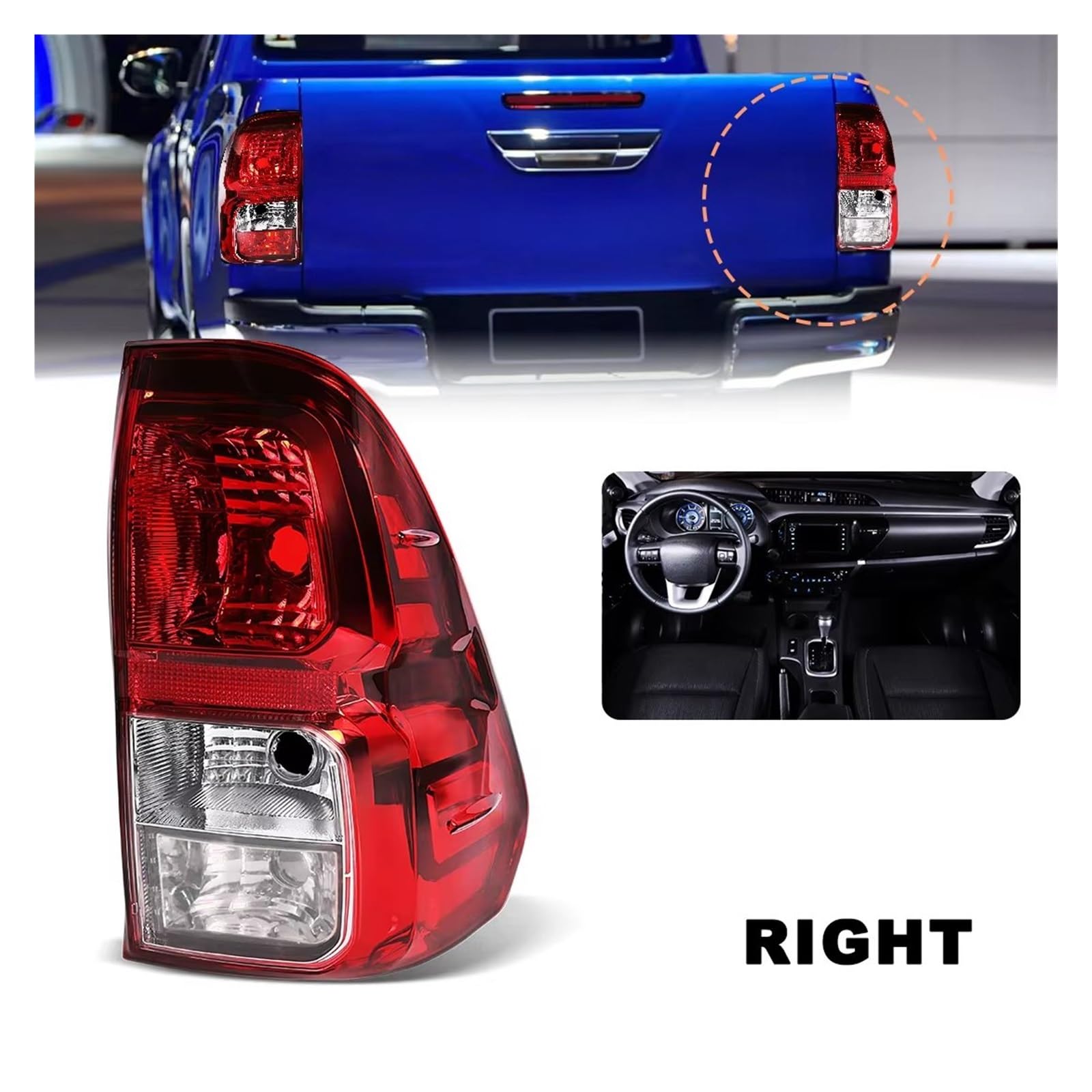 Luce retromarcia Per Toyota Per Hilux Per Revo pick-up 2015-2018 Paraurti posteriore Lampada di coda Lampadina Luci freno 12V Fanale posteriore auto Fari di stop(Giusto)