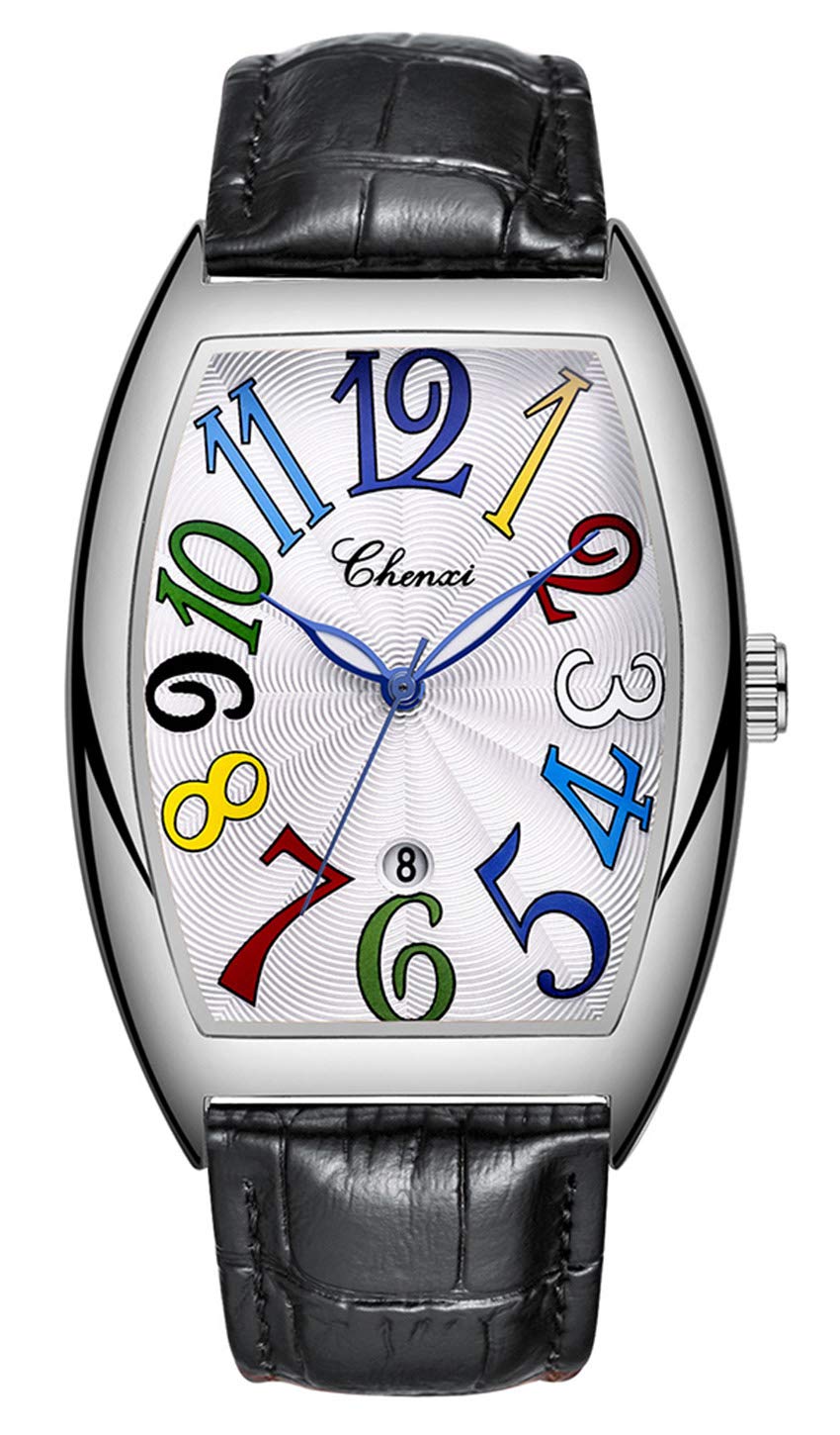 MASTOP Luxury Mens Business Watch Waterproof Luminous Calendar Casual Rectangular Leather Quartz Watches (Black White), Black White, Quartz Watches (B07WRHQYZ9) Amazon Price History, Amazon Price Tracker