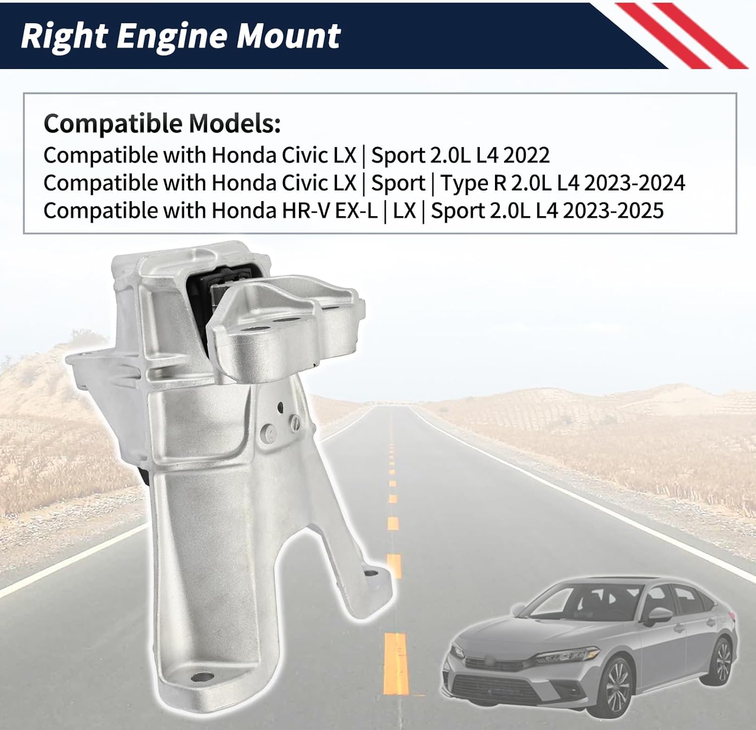 Right Engine Mount Compatible with Honda Civic HR-V 2022 2023 2024 2025 2.0L Replaces 50820-T21-A12 50820T21A12