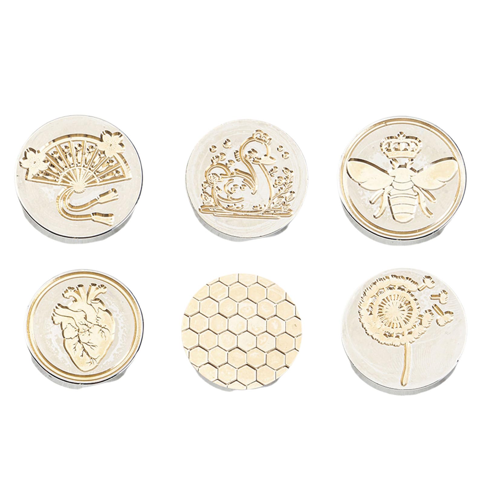 Nucelit 6 Pcs Flower Waxed Seal Stamp Brass Head Bees Sealing Waxed Stamp for Invitation Greeting Card Scrapbooking Decorations