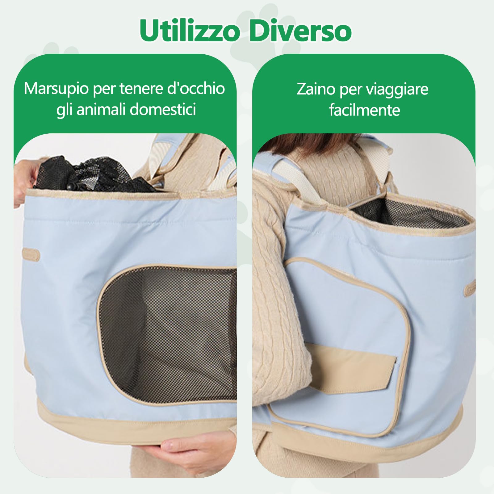 Galatée Zaino Per Animali Domestici, Design Portatile Da Portare Sul Petto, Rete Traspirante, Tessuto In Nylon, Adatto a Cani e Gatti Di Peso Inferiore a 6 Kg (Blu)