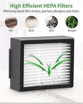 SOBEAU Accesorios Recambios para iRobot Roomba Series E/I/J, i7 i7+ i3 i3+ i4 i4+ i6 i6+ j7 j7+ i8 i8+ E5 E6 E7,Kit de Repuestos para Roomba Aspiradora,2 Cepillos de Goma,4 Filtro,6 Cepillos Laterale4