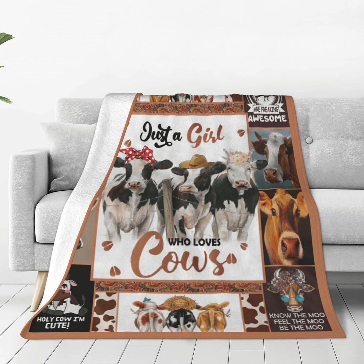 Just A Girl Who Love Cows Blanket Cute Funny Cow Decor