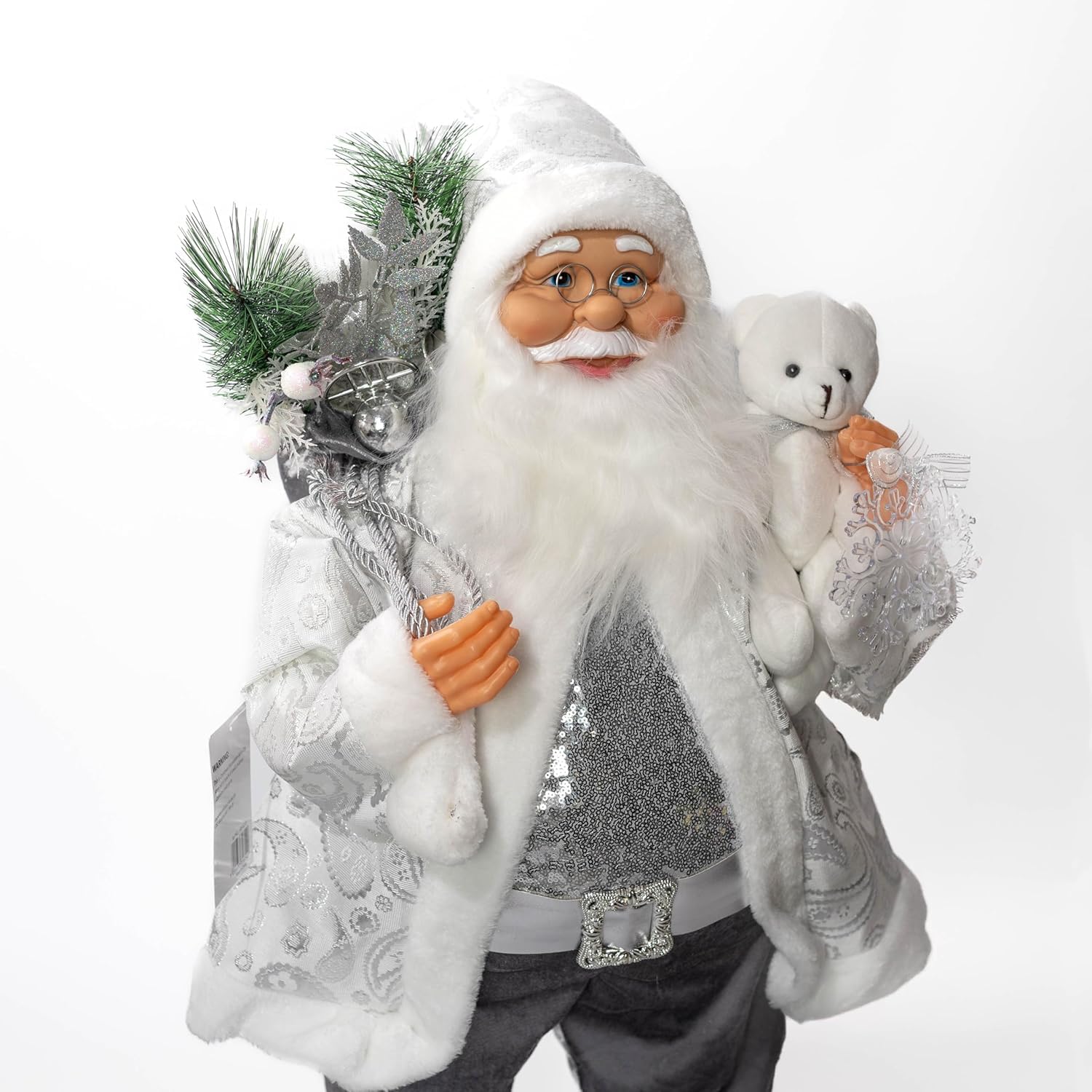 Marco Paul - Decorazione natalizia in peluche a forma di topo, 48 cm, autoportante, resistente, con cappello di Babbo Natale, statuetta festiva per roditori per decorazioni natalizie, decorazioni per
