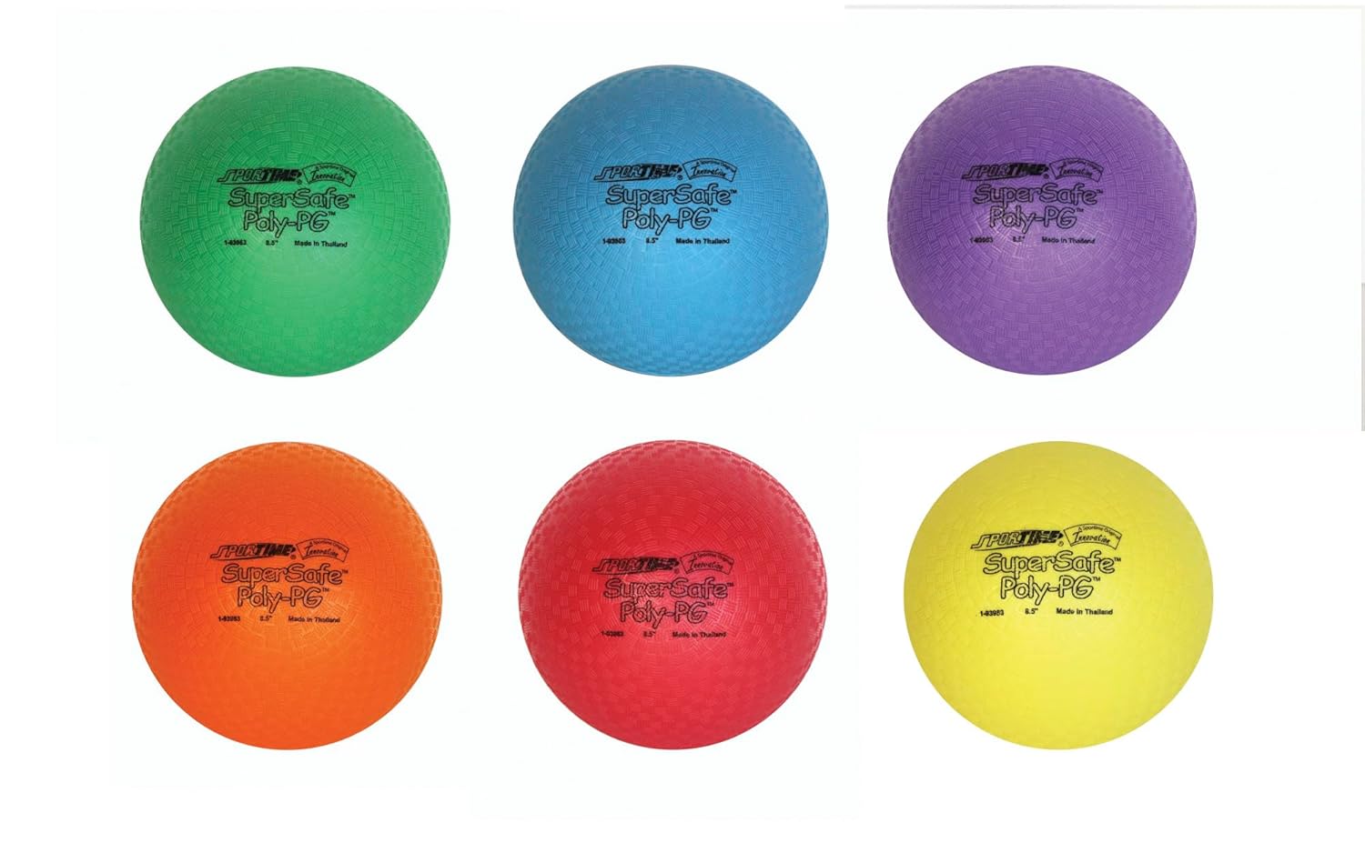 Sportime Supersafe Balls, 8-1/2 Inches, Assorted Colors, Set of 6 - 1017307