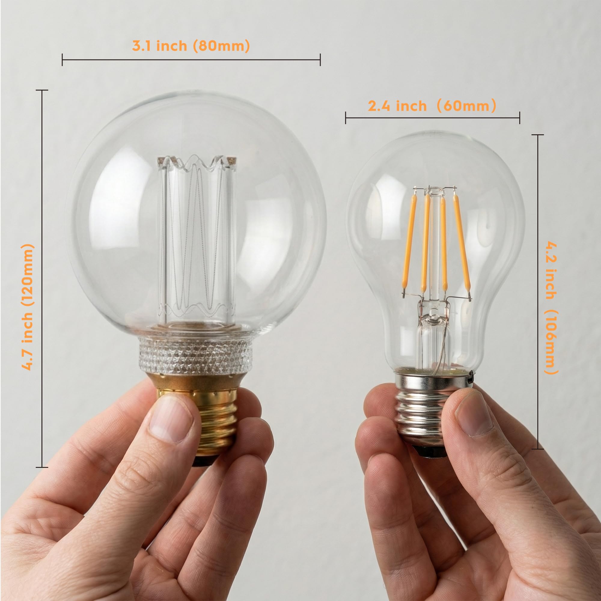 Edison - Bombilla LED de color ámbar (base E26, intensidad regulable, filamento virtual RN, 3,5 W, 110 – 130 V, equivalente a 40 W, 120 lúmenes, 2000 – 2200 K, luz cálida para decoración)