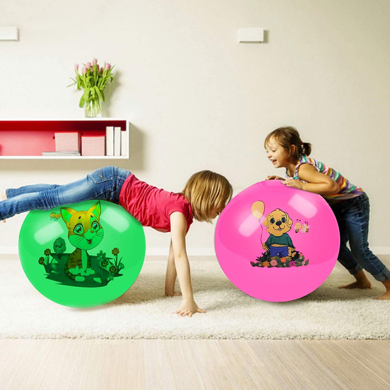 Lucario Inflatable Sit and Bounce Rubber Bubble Hop Ball for Kids. Hopper Jump N Bounce Handle Ride-on Toy Bouncy for Kids, Hopping/Bouncing/Jump Balls for Child (Multi-Color) (Medium) 2