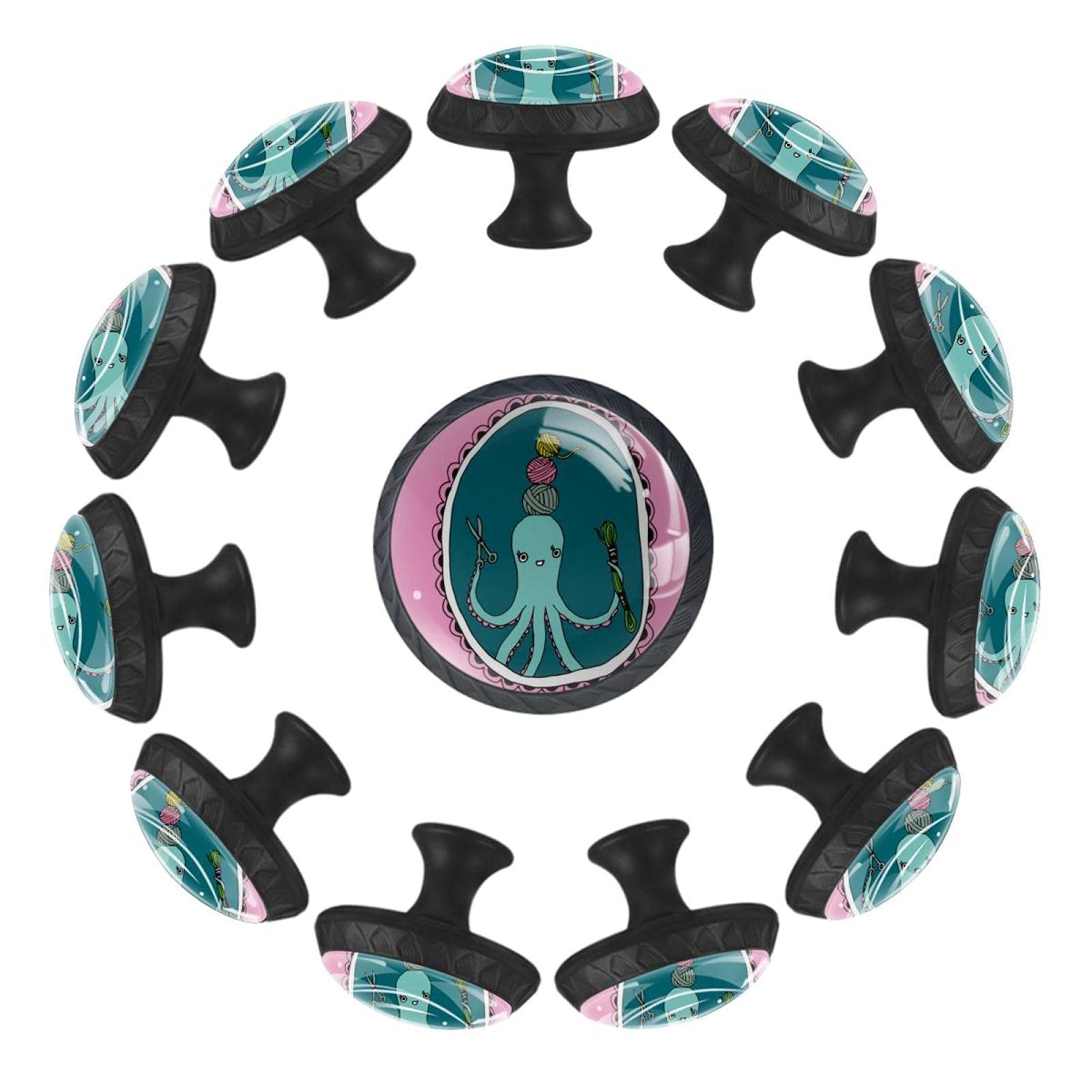 Bouton de meuble cristal poulpe rose de haute finition 12 pièces
