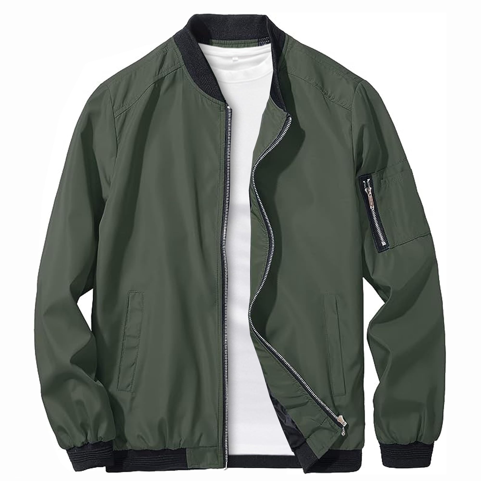 Bomber Jacket for Men,Slim Fit Casual Lightweight Fall Windbreaker Zip Up Stylish Vintage Flight Bomber