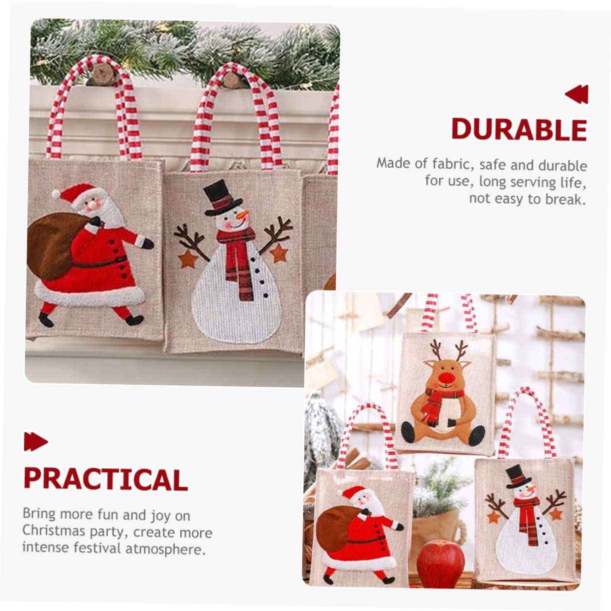 ABOOFAN 9 Pz Sacchetto Sacchettini Bomboniere Borsa Per Bomboniere Sacchetti Regalo in Tessuto Natalizio Sacchetti Regalo Per Le Vacanze Buste Natalizie Natale Stoffa Decorare