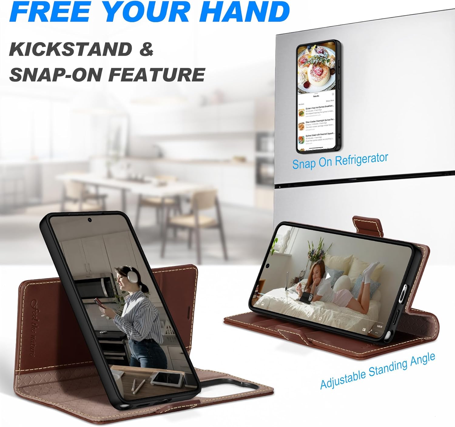 SHIELDON Wallet Case for Galaxy S26 Ultra 6.9" 2026, Genuine Leather, Removable Flip Magnetic Cover, RFID Blocking Card Holder, Kickstand, Full Protection, Not Support Wireless Charging - Retro Coffee