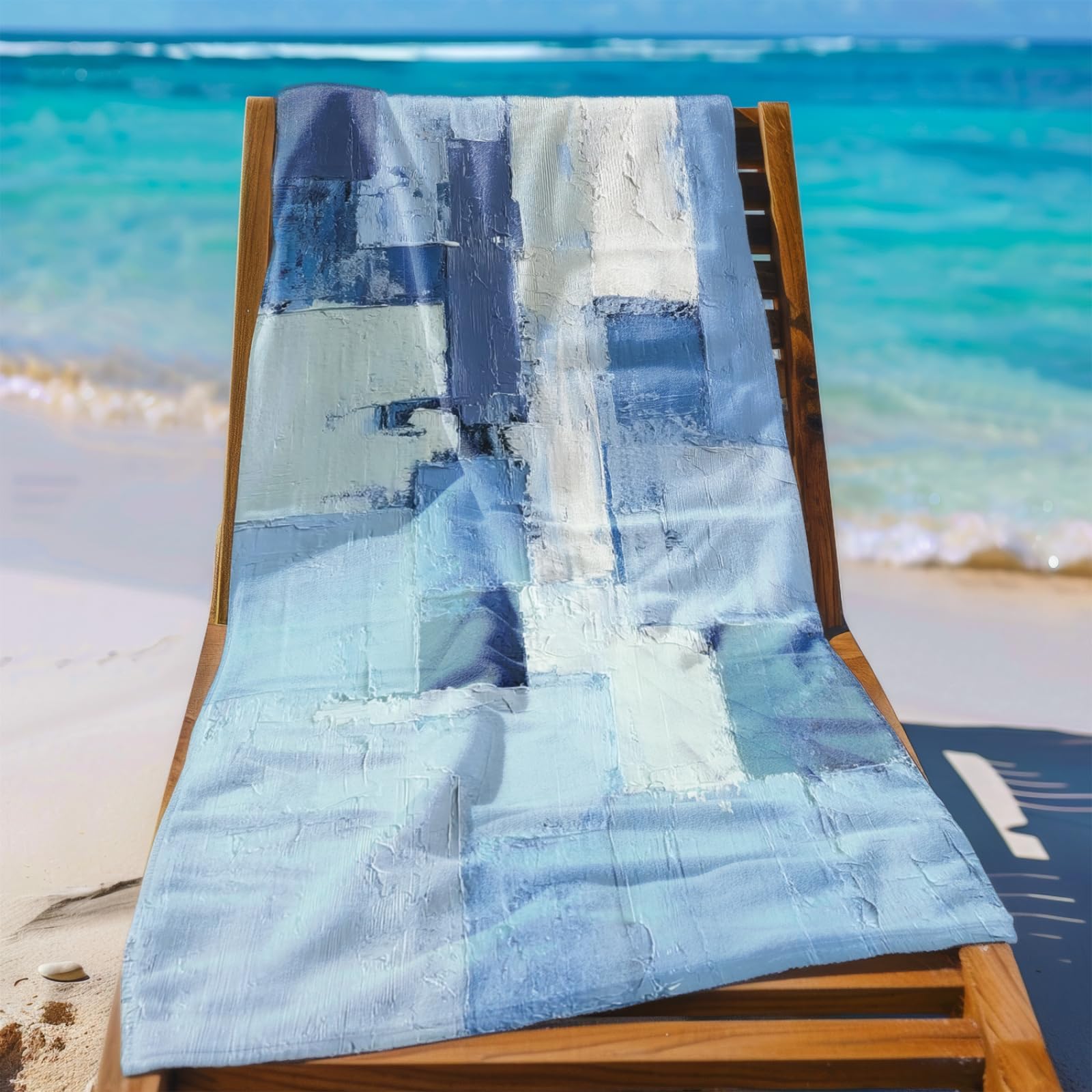 Générique Serviette de Plage XXL Graffiti Bleu Blanc