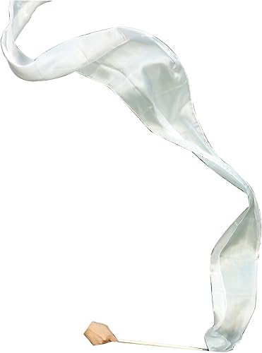 Winged Sirenny 1 cinta de seda fluida pintada a mano de 98 pulgadas con varillas, alabanza litúrgica de la iglesia, adoración de adoración y danza