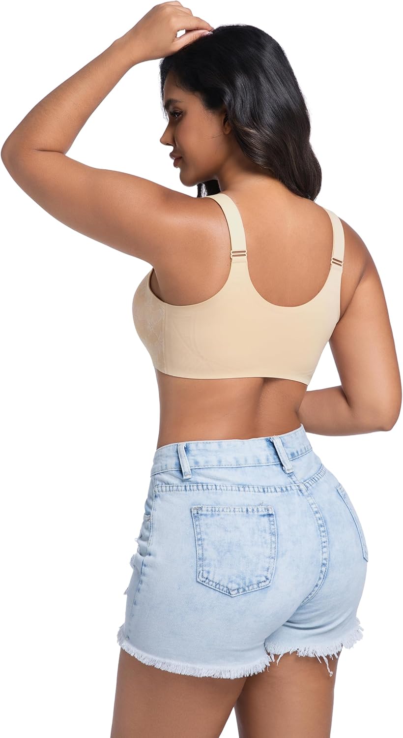 Front Closure Daisy Bras for Women No Underwire Comfort Lace Older Senior Wireless Snap Closing Bra - Image 5
