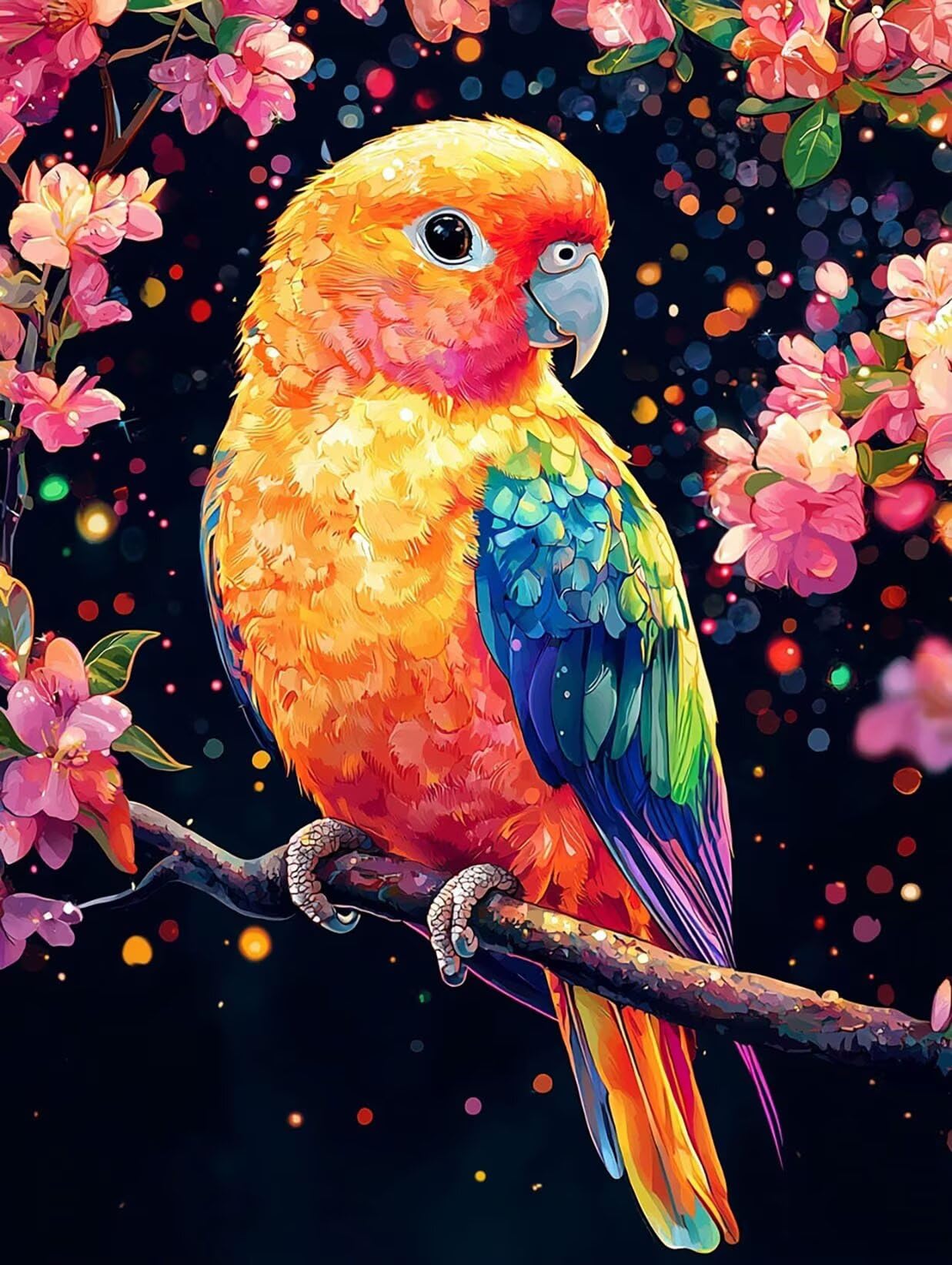 Malen nach Zahlen Erwachsene Tier, Papagei 1 Malen Nach Zahlen Bastelset Erwachsene leinwand, DIY Paint by Numbers Kreativ Set mit Pinseln und Acrylfarben, für Home Décor, Ohne Rahmen 80x100cm n0n0906