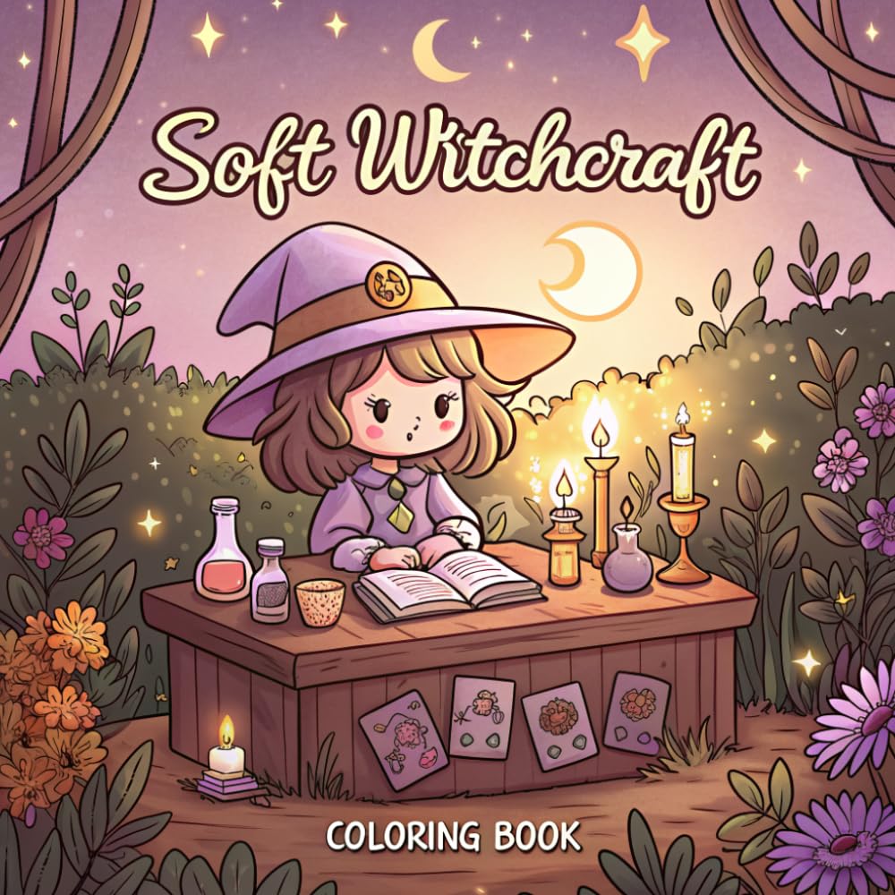 cozy witchy coloring book gift: Witchy Kawaii is an adult coloring book designed for every soul who finds comfort in moonlit rituals, crystal ... cards, and the soft glow of candlelight.