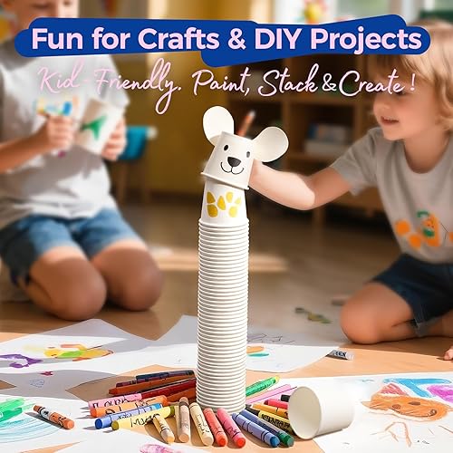 Miniatura 7 de Fit Meal Prep Paquete de 500 vasos desechables de papel blanco de 4 onzas, para bebidas calientes y frías, para café, expreso, cortado, agua, té y