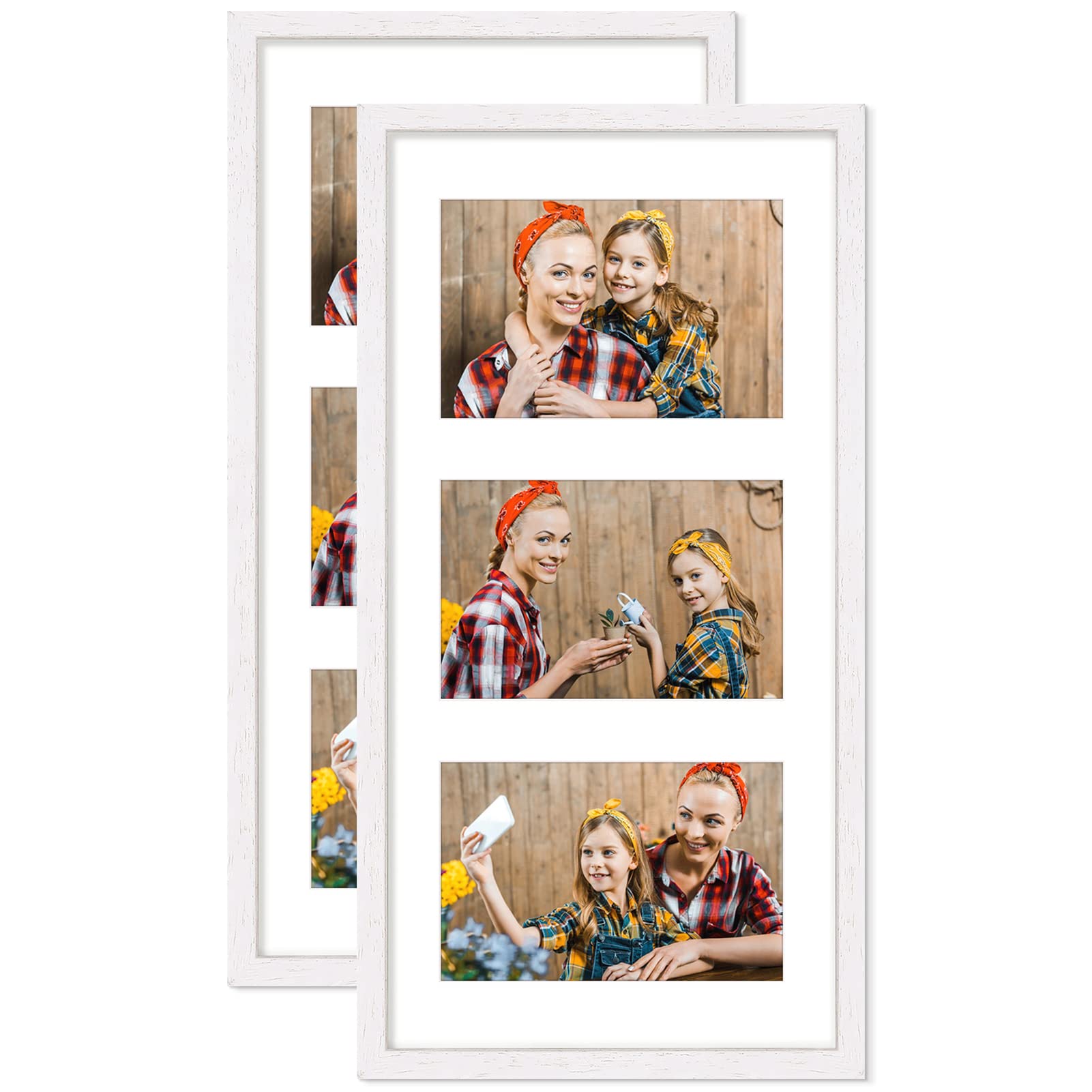 Atobart White Wood 3-4X6 Inch Porous Solid Wood Photo Frame,White Certificate Picture Frame,3-10X15cm Images,Set Of 2