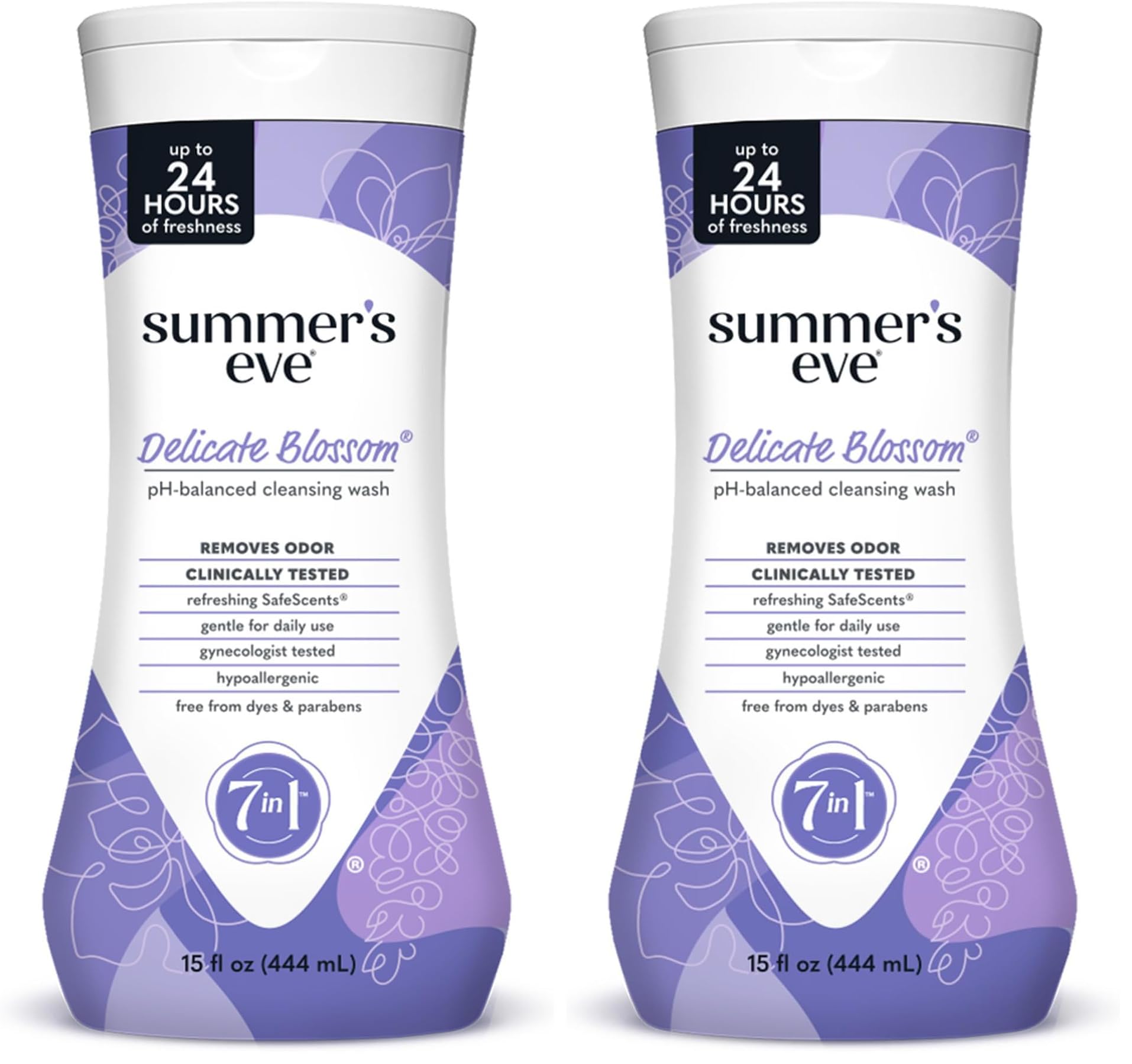 Summer's Eve Delicate Blossom Daily Refreshing All Over Feminine Body Wash, Removes Odor, Feminine Wash pH Balanced, 15 fl oz (Pack of 2)
