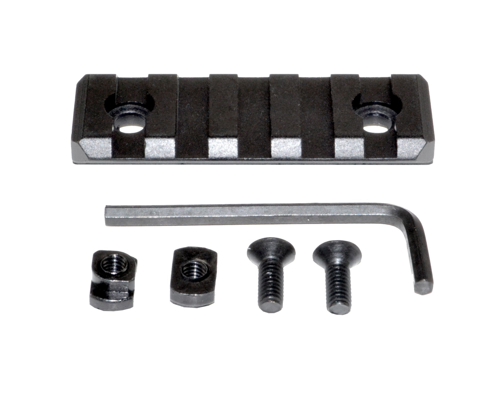Single Picatinny Rail Section for Keymod Style Mount with 5 Slots, Constructed with A6061-T6 Aluminum Alloy, Includes Hex Wrench for Easy Install